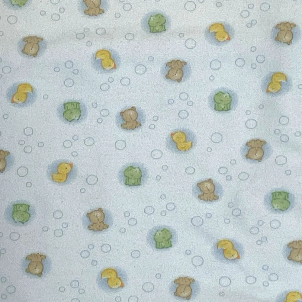 Vintage Carters Bear Duck Frog Bubbles Baby Blanket Yellow Blue Green Reversible